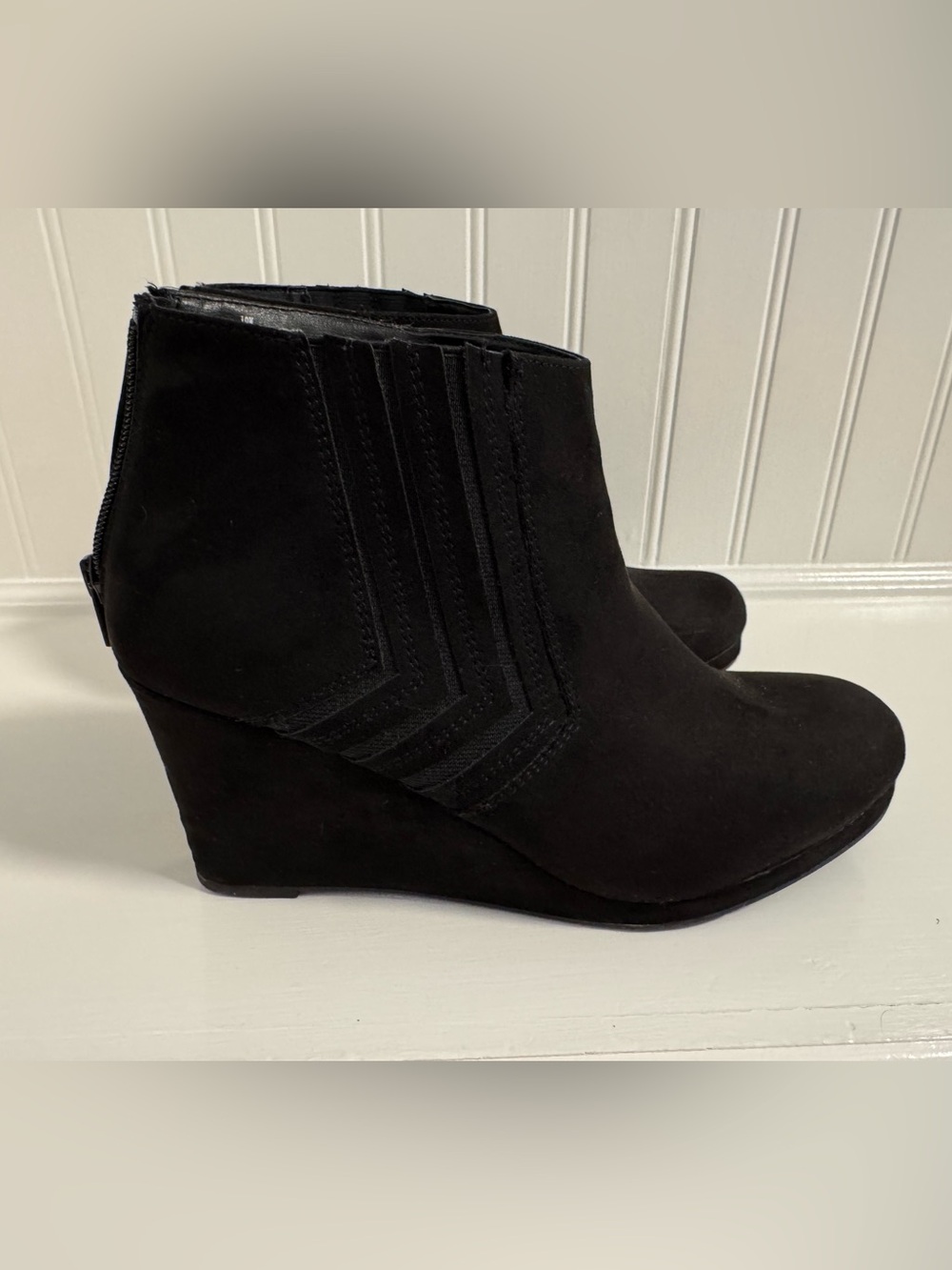 Black Wedge Ankle Boots - Sleek Suede Style